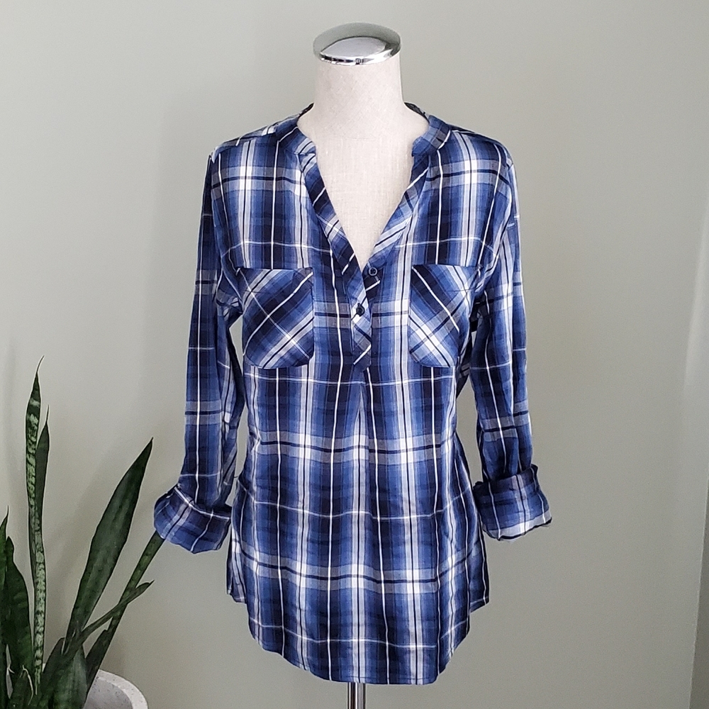 Weatherproof Vintage Blue Plaid Shirt Small